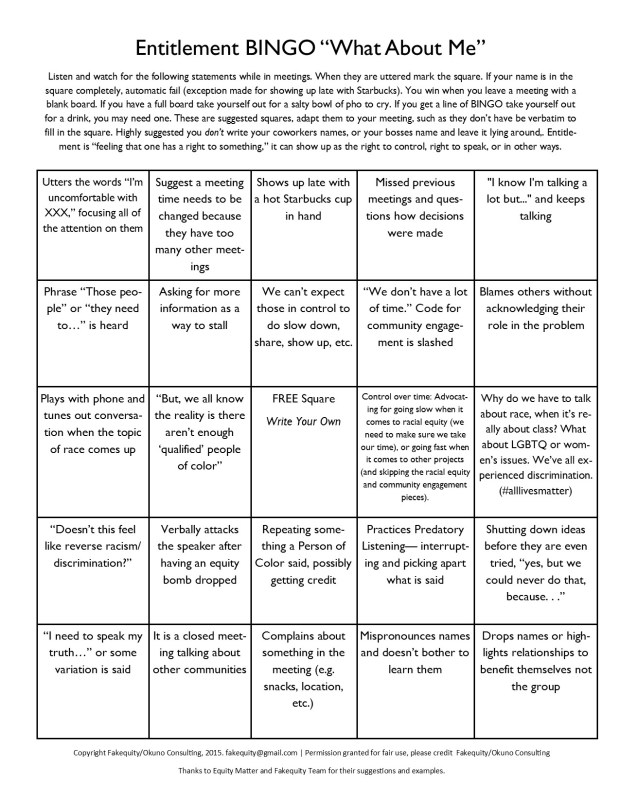 entitlement bingo