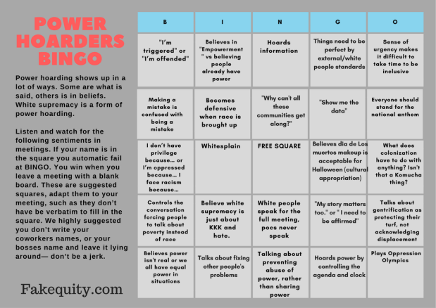 Power Hoarding BINGO