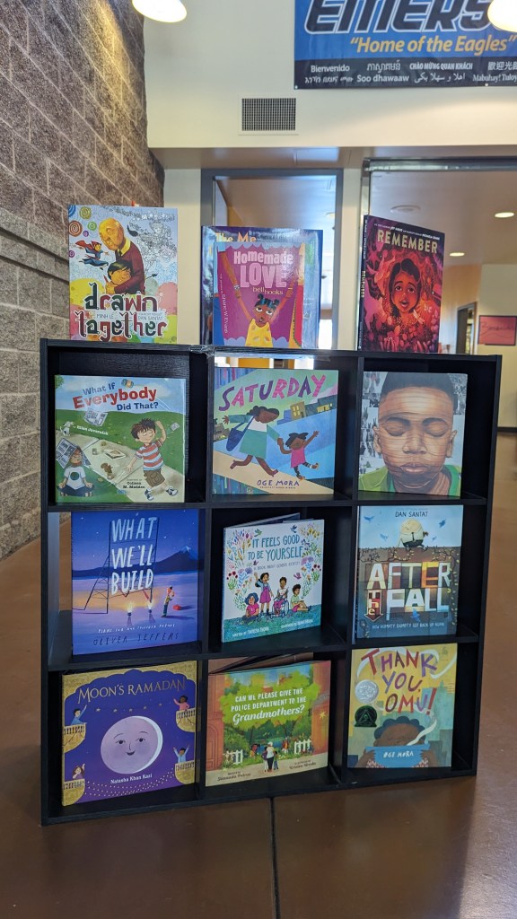Children's picture books on display